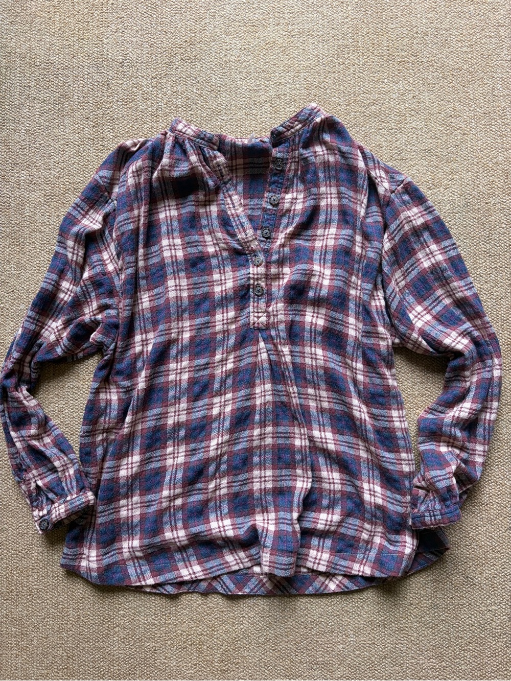 Womens Plaid Button-Neck Shirt tunic